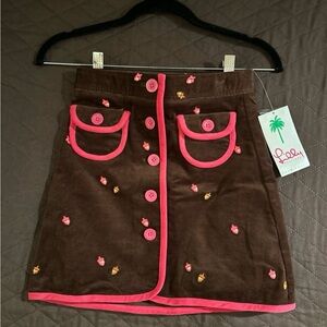 Lily Pulitzer 
Girls Button front Acorn Corduroy Skirt
Size Children’s 8